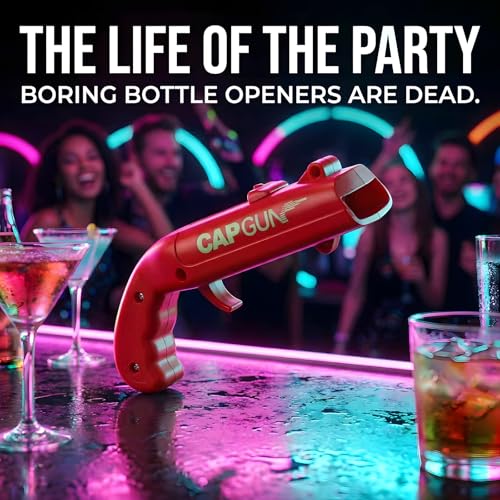 Cap Gun Bottle Opener - Shooting Novelty Gadget for Parties and Gifts