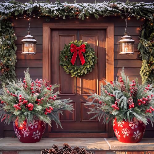 18Pcs Christmas Cedar Norfolk Snow Pine Branch Stem Outdoor Decor - Cedar Branch