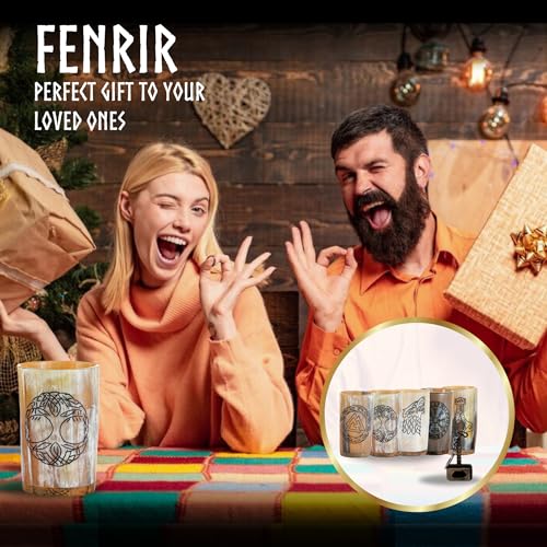 Viking Drinking Horn Mug Set of 5 with Thor Bottle Opener, 10 oz