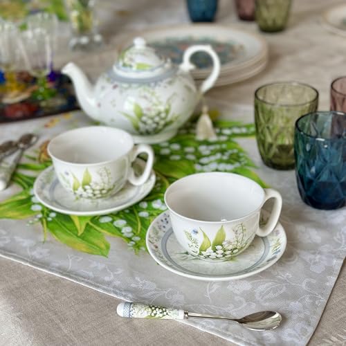 STP GOODS Lily of the Valley Bone China Tea & Coffee Cup with Saucer Gift Set