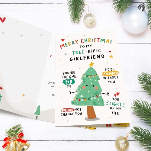 Chenive Girlfriend Christmas Card - Cute Holiday Card with Tree Pun for Her