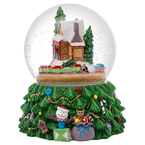 Revolving Christmas Snow Globe with Color-Changing LEDs & Music Box