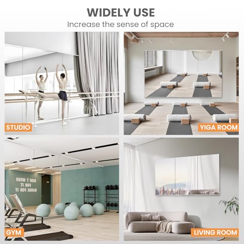 48x24 Inch Frameless Gym Mirror Set, 2-Pack Shatterproof Tempered Glass