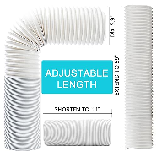 Portable AC Exhaust Hose 5.9 Inch Diameter 59 Inch Length Flexible Vent