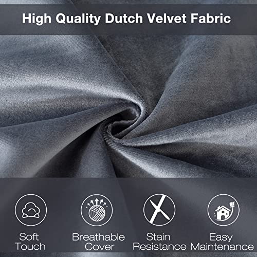 3ft Memory Foam Bean Bag Chair for Adults - Soft Velvet Lounge Sofa, Dark Grey