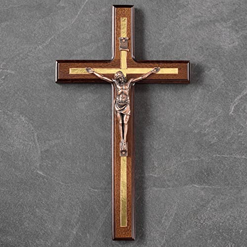Handcrafted 12-Inch Wooden Catholic Crucifix Wall Cross with Rosary