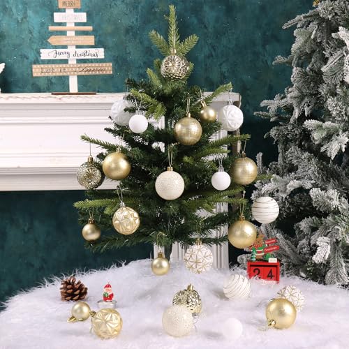 Forsylvanas 100pcs Christmas Ornaments Set White & Gold Shatterproof Holiday Decorations