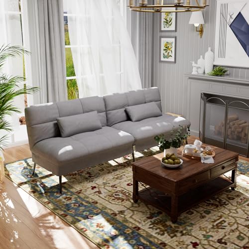 72-Inch Convertible Futon Sofa Bed, Adjustable Reclining Sleeper Loveseat