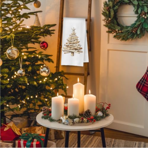 QWZDRHYJI Coastal Beach Christmas Tree Kitchen Towels 16x24 Inches