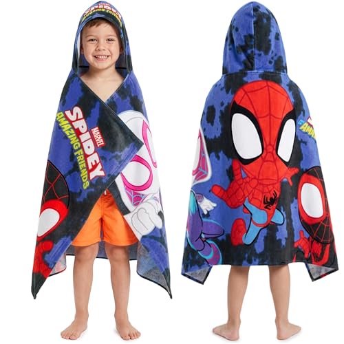 Get Trend Marvel Spidey Hooded Bath Towel for Boys 49.2x29.5in - Superhero Kids Beach & Pool Poncho