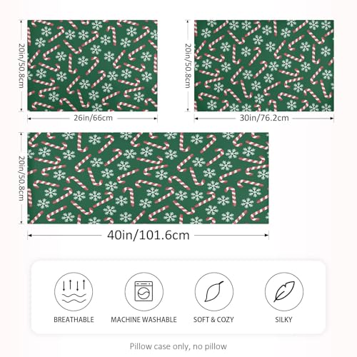 Dalzium Christmas Satin Pillowcase for Hair & Skin - Candy Canes Snowflakes, Standard 20x26