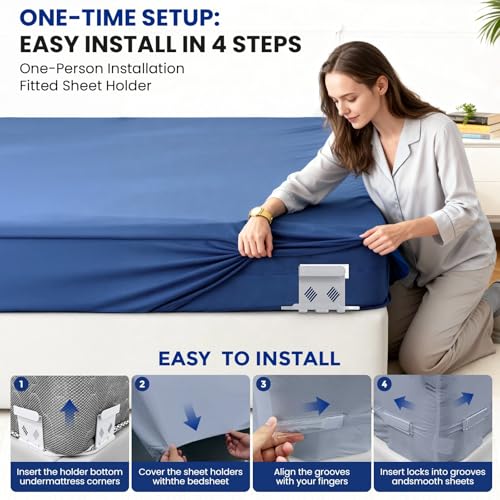 Bed Sheet Holders for Corners - Heavy Duty Fitted Sheet Clips, 4 Pack