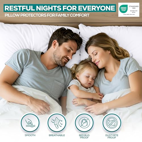 Utopia Bedding Waterproof Pillow Protectors Set of 4 Standard Size Zippered