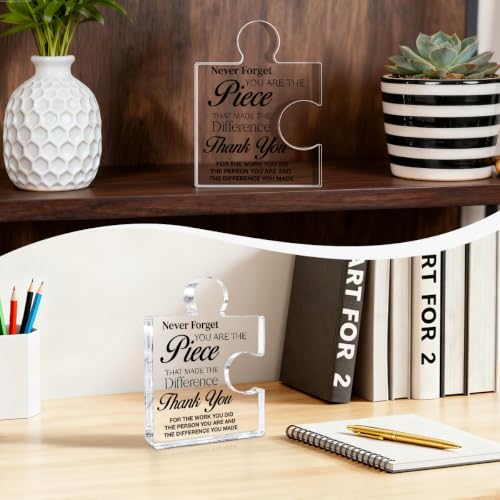 Acrylic Puzzle Piece Thank You Gift for Coworkers, Office Appreciation Plaque