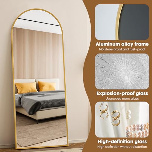 Arched Full Length Floor Mirror, 64x21 Inch Large Standing Mirror