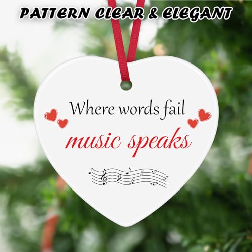 Music Lover Gift Ceramic Heart Ornament - Inspirational Keepsake for Musicians & Teachers
