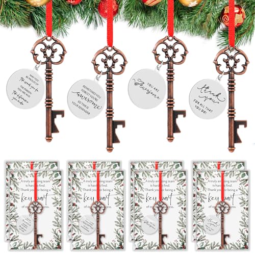 Landical 50 Sets Christmas Employee Gift Set with Bottle Openers & Thank You Cards, 4 Styles