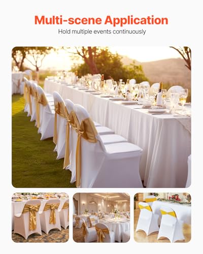 White Spandex Folding Chair Covers - Set of 30 Universal Stretch Slipcovers