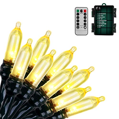 Koxly Warm White Battery Operated String Lights 18ft 50 LED Waterproof with Remote & Timer