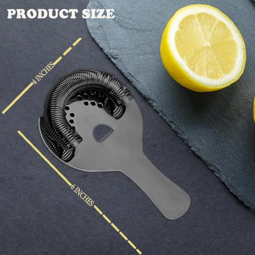 Sipoyen Black Cocktail Strainer with Removable Spring Stainless Steel Hawthorne Bar Tool