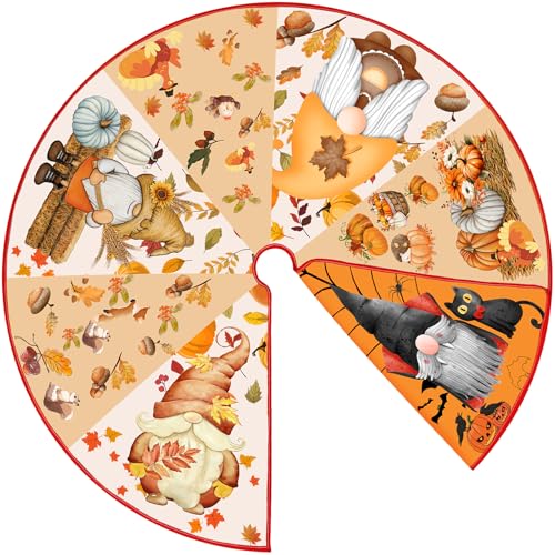 Reversible Fall Halloween Tree Skirt - 36 Inch Double Sided Holiday Mat