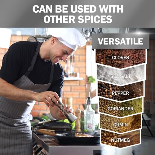 Stainless Steel Salt or Pepper Grinder - Adjustable Ceramic Spice Mill