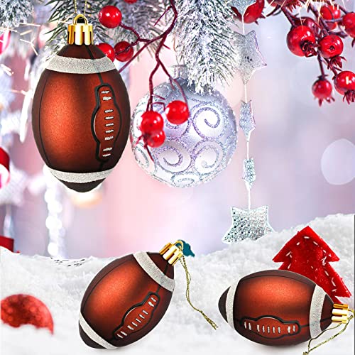 Sports Theme Christmas Tree Ball Ornaments - Set of 6 Red Baubles