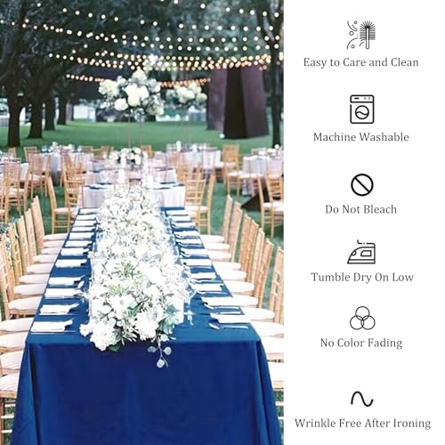 Fivenl 8-Pack Royal Blue Tablecloths 90x132 Inch Rectangular – 8ft/6ft Tables, Polyester, Washable, Wedding Banquet