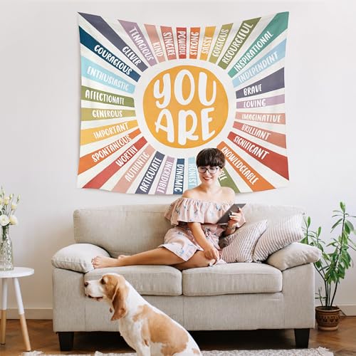 Boho Sunshine Inspirational Wall Tapestry - 50x60 Inch Nursery Decor