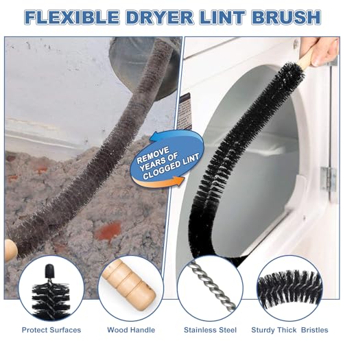 PetOde Dryer Vent Cleaner Kit & Vacuum Hose Attachment with Lint Brush