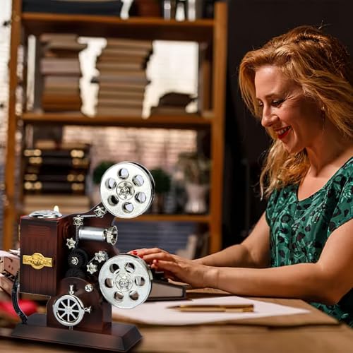 Vintage Movie Projector Music Box with Jewelry Storage Drawers