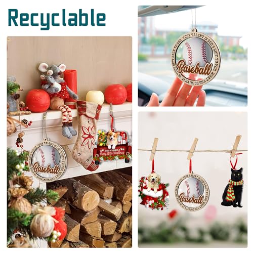 Baseball Christmas Ornament - Wooden Holiday Keepsake for Tree Decor