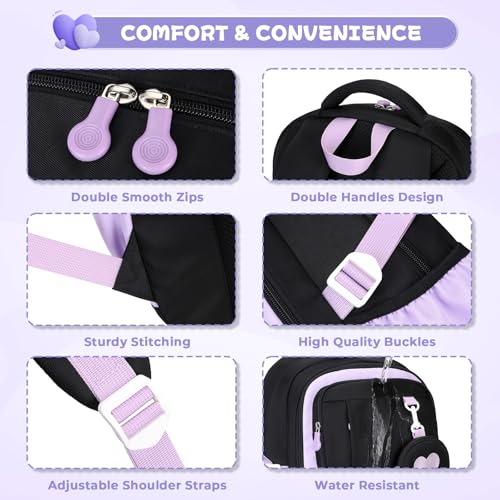 MOONBABY Girls School Backpack for Elementary and Middle School Students