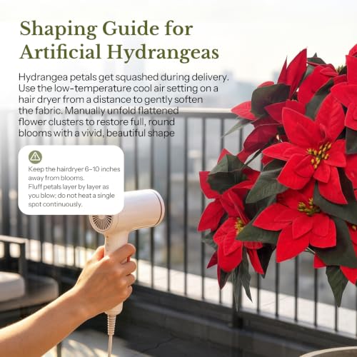 SANISANO Red Poinsettia Artificial Trees 24 Inch Pack of 2 Outdoor Decor
