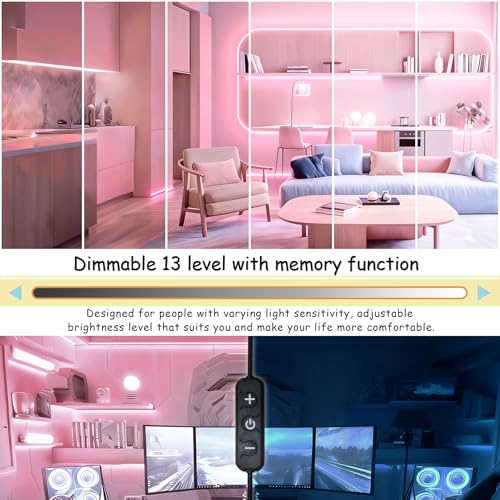 10ft Pink LED Strip Lights, Dimmable Flexible Rope Lighting for Bedroom