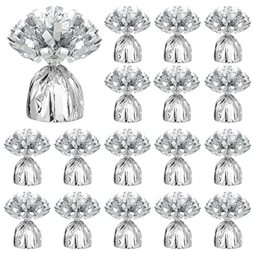 Dansib 36 Pcs Silver Metallic Balloon Weights Set – Heavy Cement Anchor Holders for Table Centerpieces