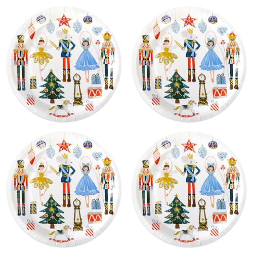 Elyxio Nutcracker Christmas Paper Plates 9in Set of 48 - Festive Holiday Tableware