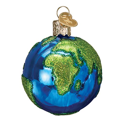 Planet Earth Glass Blown Christmas Ornament - Handcrafted Globe Holiday Decor