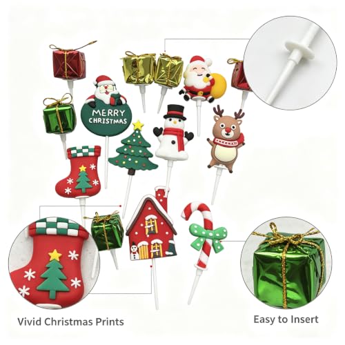 15-Piece Christmas Cake Topper Set - Festive Holiday Decorations for Cakes & Cupcakes