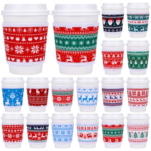 Potchen Sweater 16-Pack Neoprene Coffee Cup Sleeves for 12-16 Oz Cups