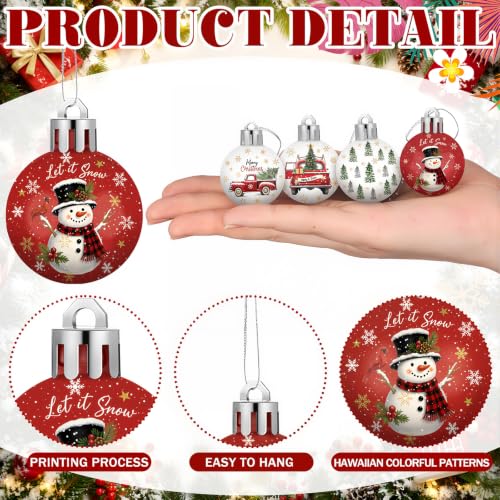 HyDren Farmhouse Christmas Ornaments 40-Pack - 8 Rustic Designs for Tree Decoration