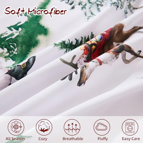 DJY Christmas Duvet Cover Set Queen Santa Snowman Bedding Holiday Decor