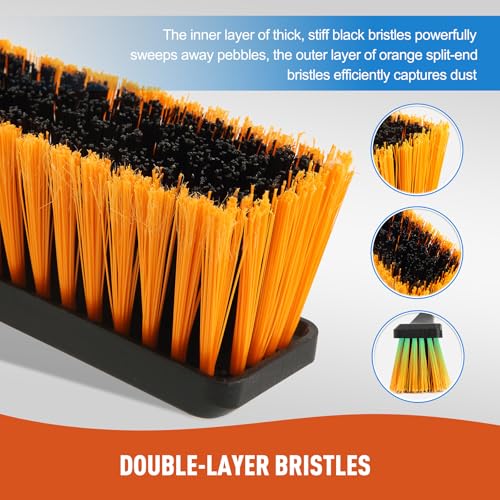 24" Heavy-Duty Outdoor Push Broom - 65" Adjustable Handle & Stiff Bristles