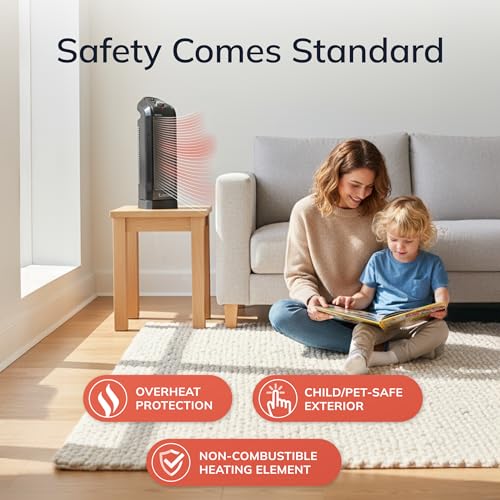 Oscillating Ceramic Tower Space Heater with Overheat Protection, 1500W