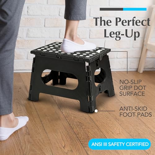 Handy Laundry Folding Step Stool 9 Inch, Black Non-Slip 300 lbs