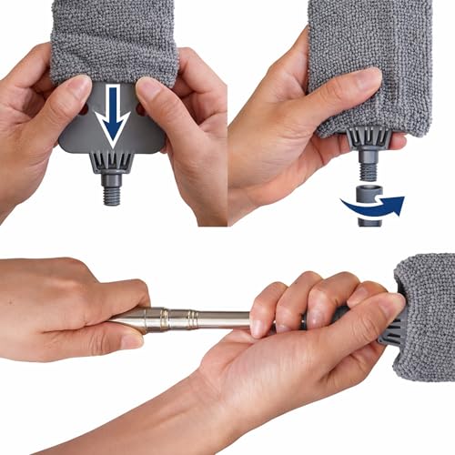 Retractable Gap Duster with 30-100" Extension Pole & 3 Microfiber Cloths