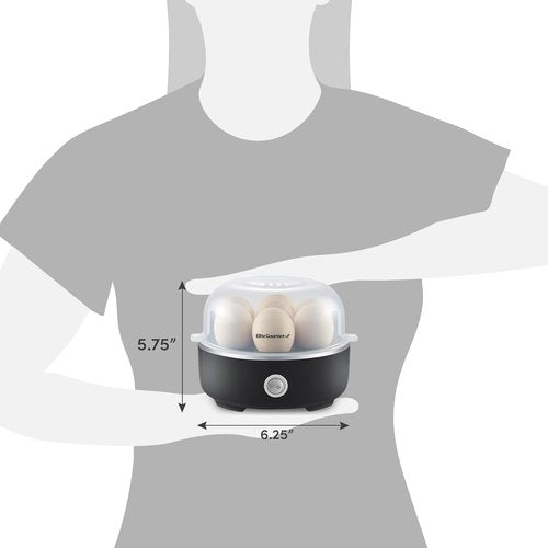 Elite Gourmet Easy Egg Cooker - Electric 7-Egg Capacity with Auto Shut-Off & Measuring Cup | Classic Black