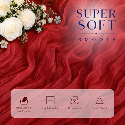 GRYSERIN 2-Pack Red Cheesecloth Table Runner 17x108in | Gauze Linen Strap Wedding Rustic
