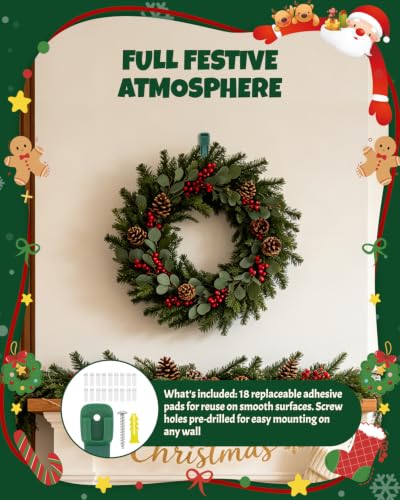 9-Piece Christmas Garland Hangers for Mantle, Stretchable Silicone Wreath Hooks