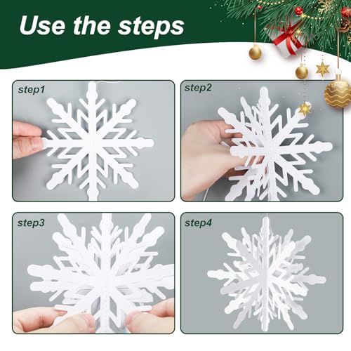 36 Pack Christmas Hanging Snowflakes Decorations - 3D Paper Ornaments for Holiday & Winter Decor